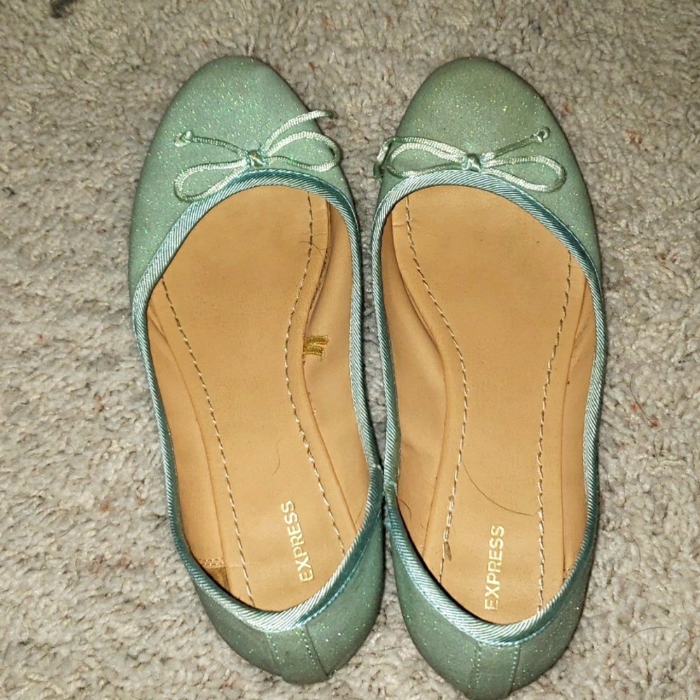 Mint green Express flats. Size9